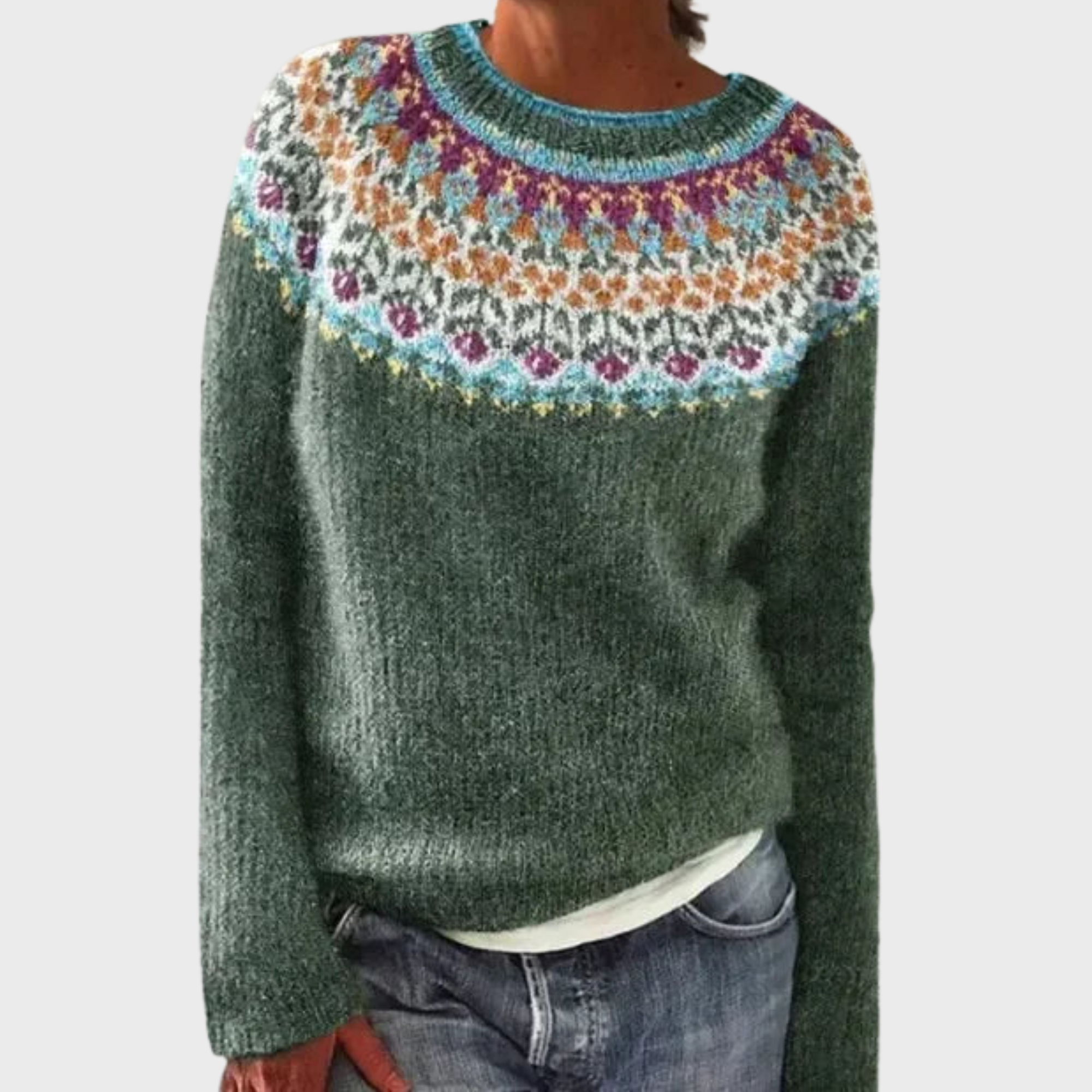 Iveta | Knitted jumper with an ethnic pattern