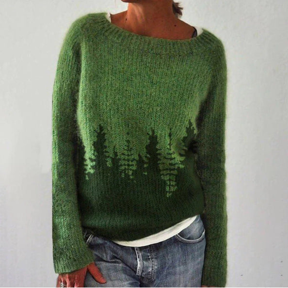 Ema | Knitted Jumper with Forest Pattern