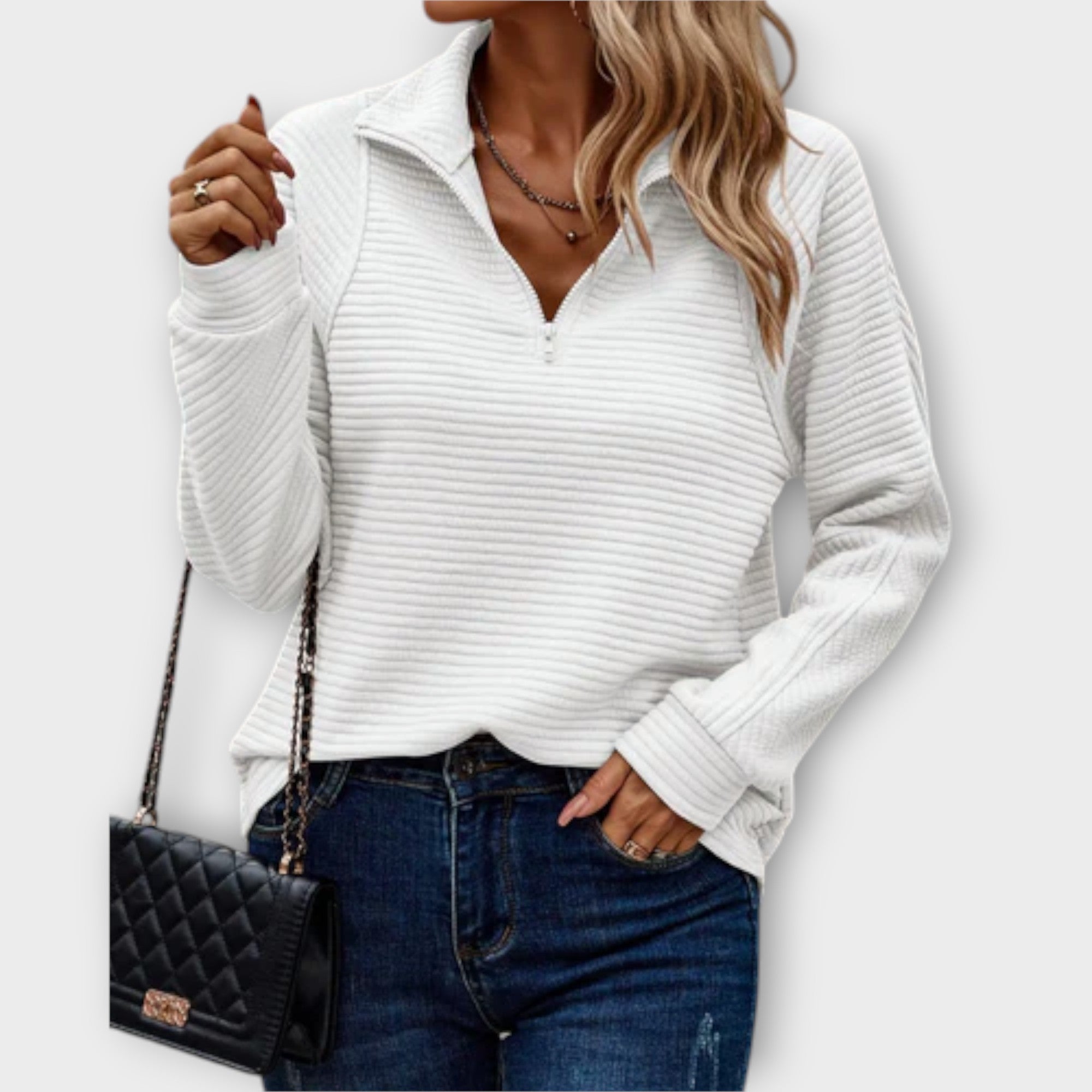 Lenka | Elegant Polo Zip Jumper