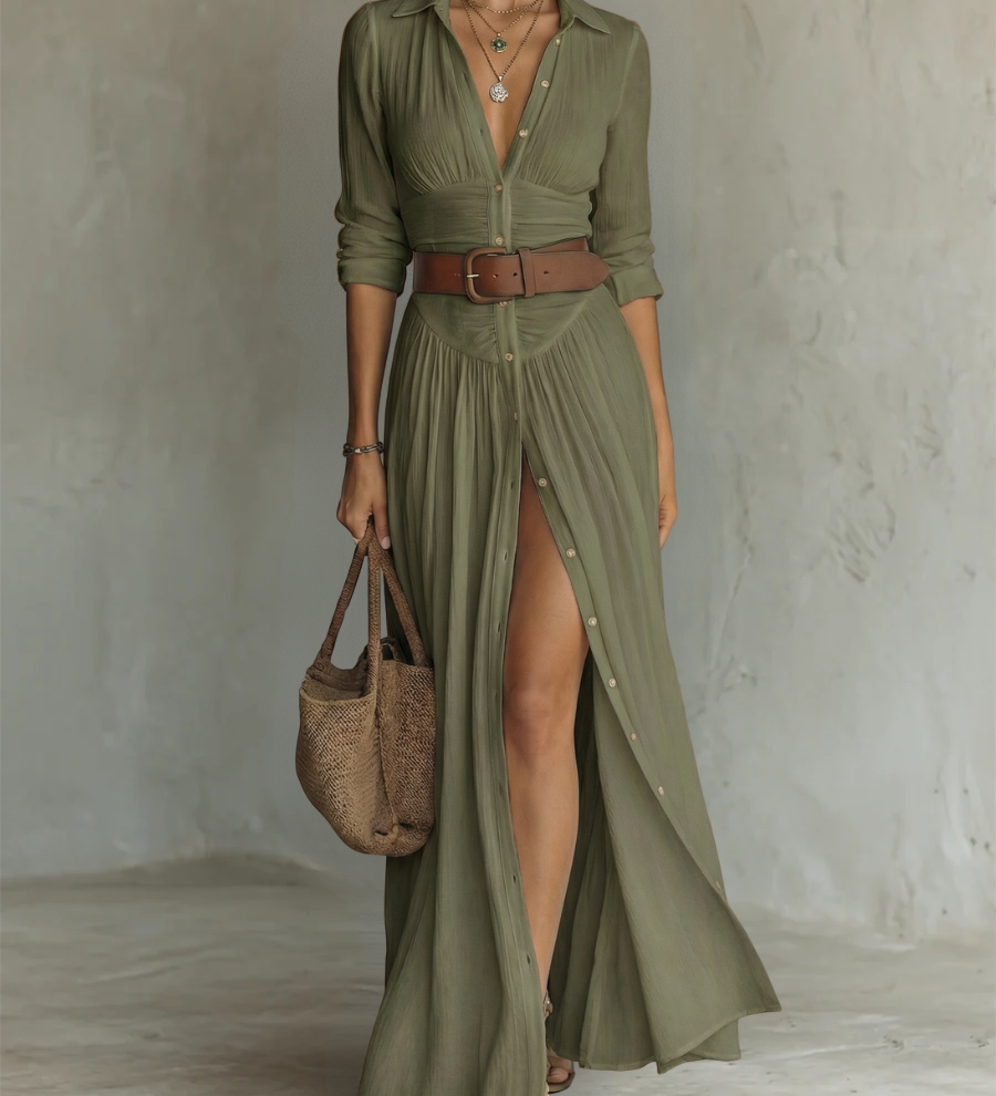 Suzanne | Maxi dress with lapel collar