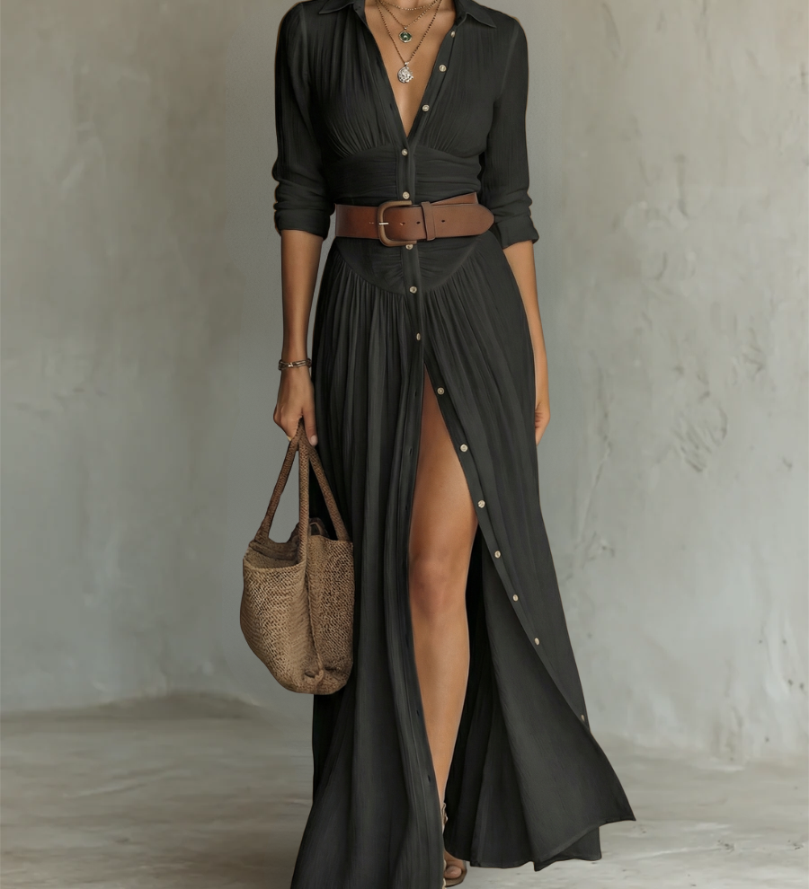 Suzanne | Maxi dress with lapel collar