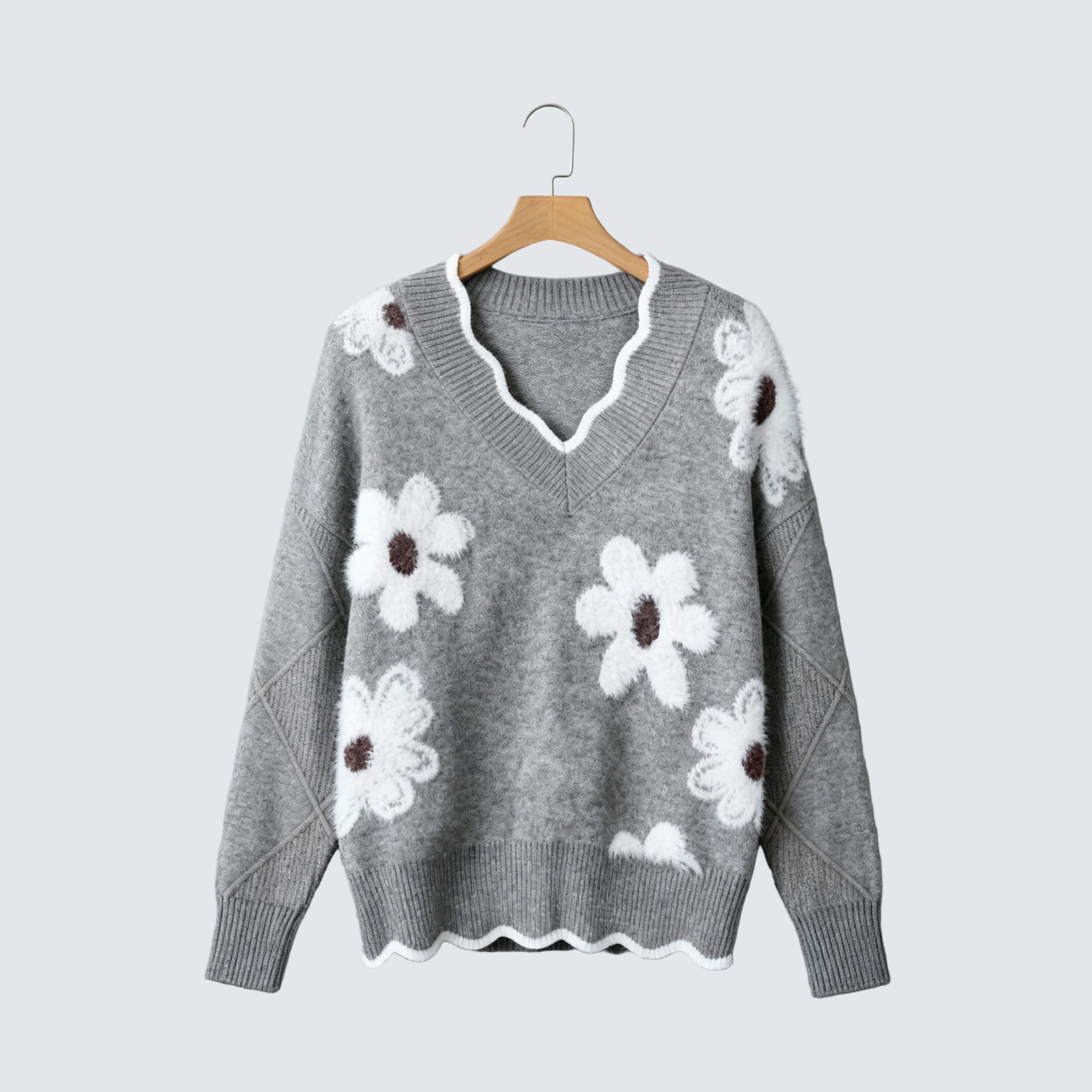 Karin | Elegant Floral V-Neck Sweater