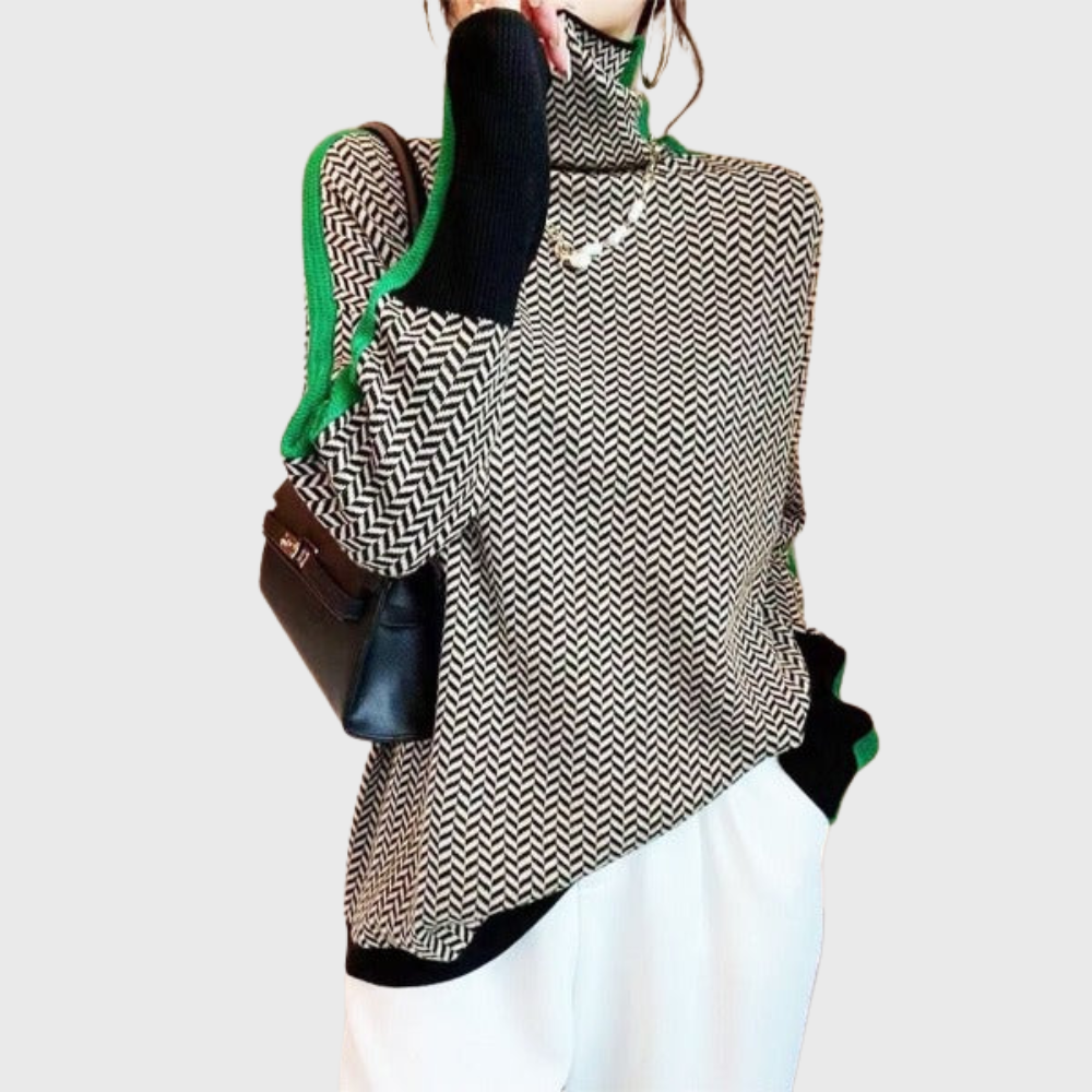 Kinga | Striped sweater with an elegant turtleneck
