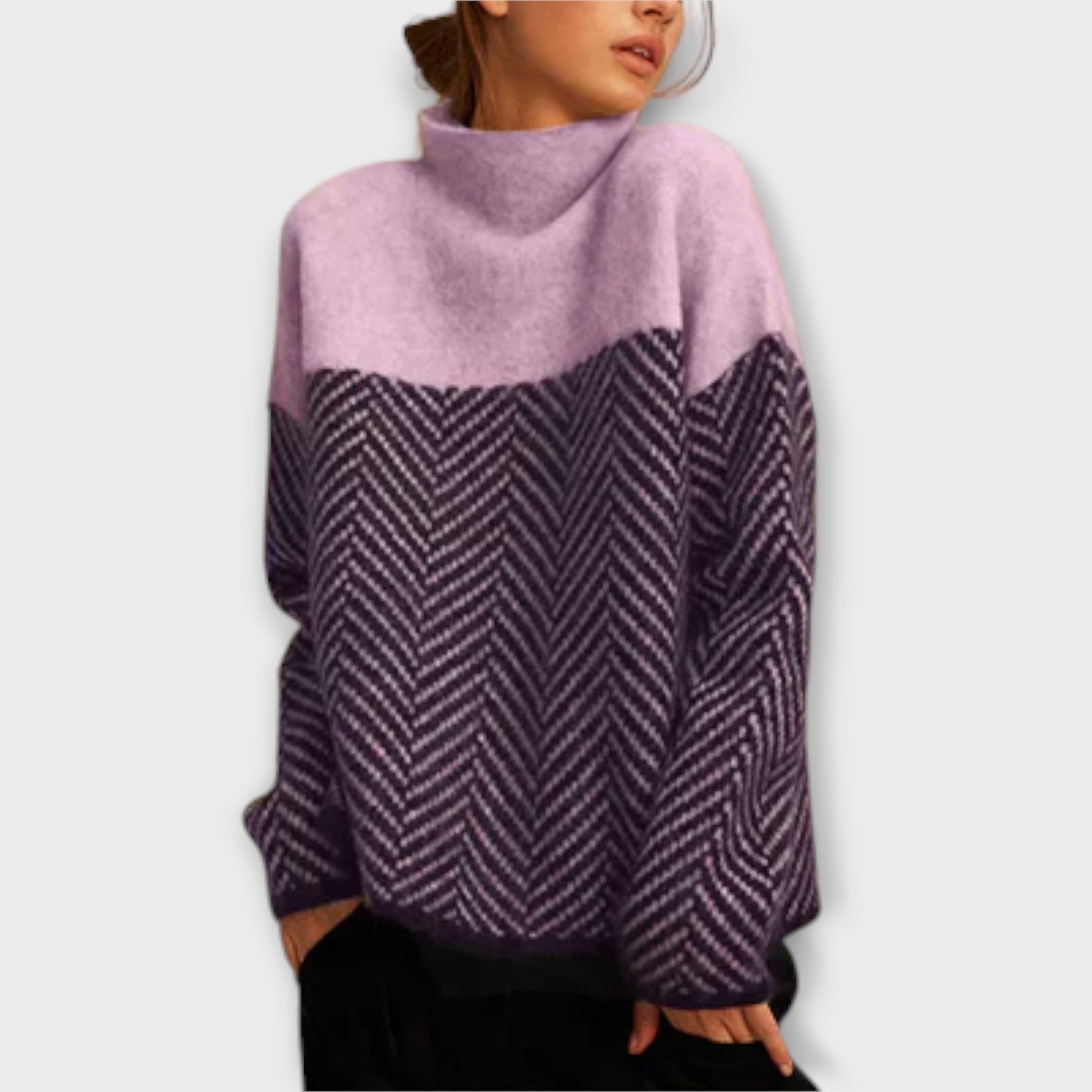 Petra | Elegant Women's Turtleneck with Patterned Design