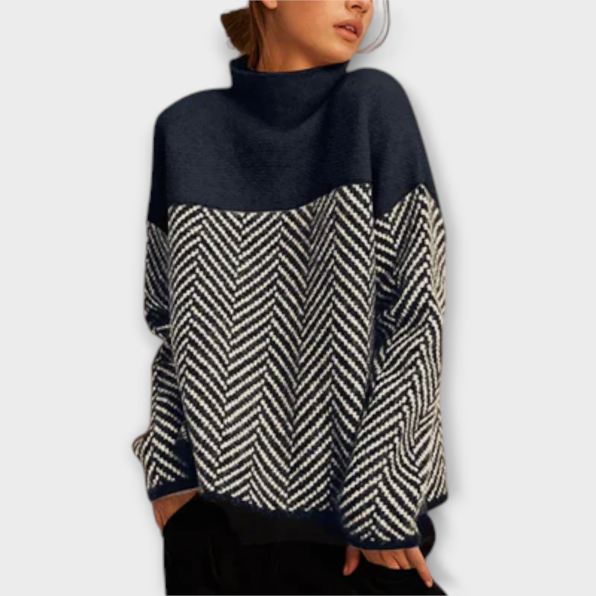 Petra | Elegant Women's Turtleneck with Patterned Design