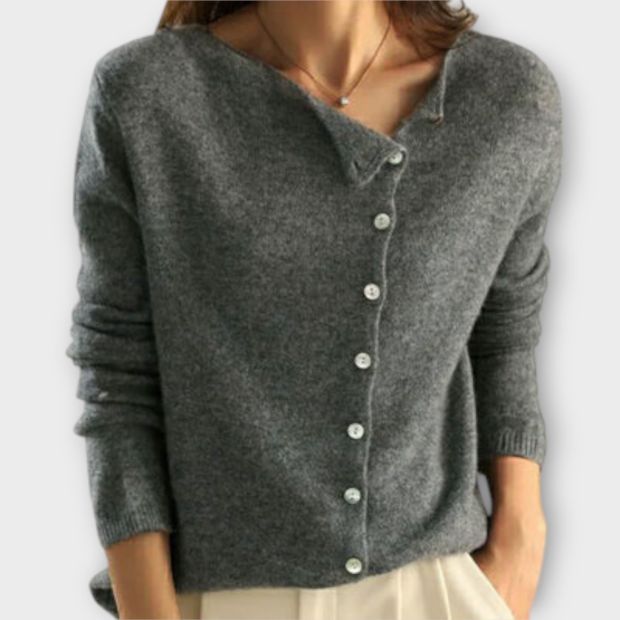 Theresa | Elegant sweater with asymmetrical fastening